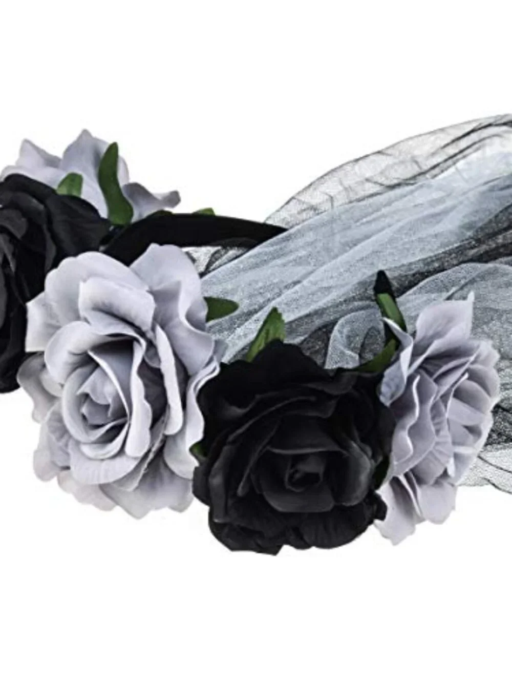 Day of the Dead Rose Floral Crown Headband Halloween Costume Veil